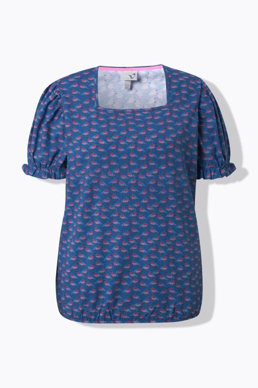 Bird Print Puff Sleeve Tee