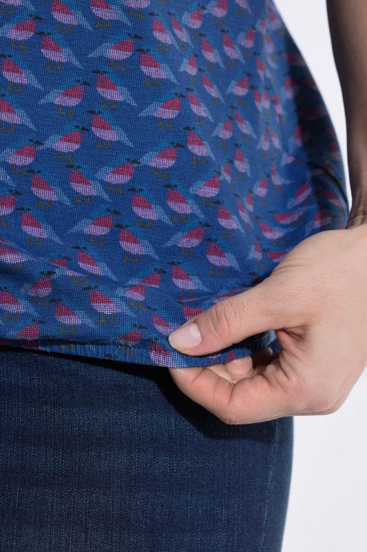Bird Print Puff Sleeve Tee