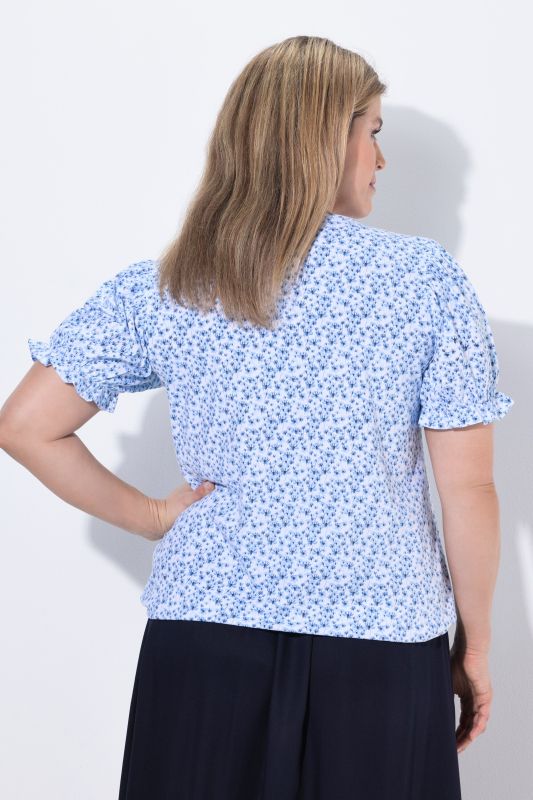 Bird Print Puff Sleeve Tee