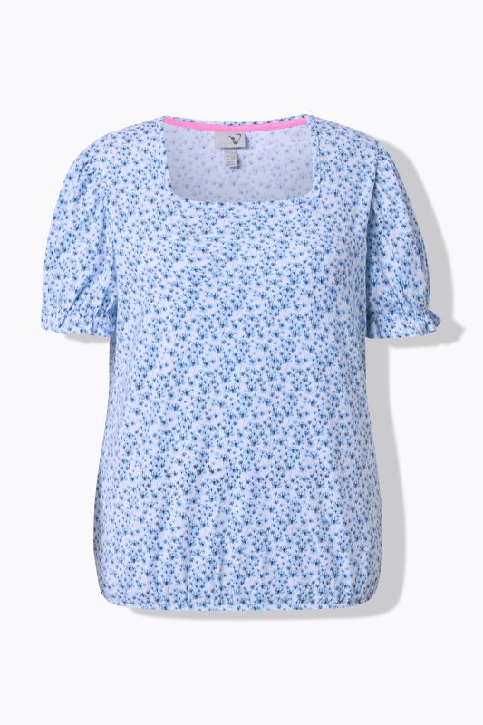 Bird Print Puff Sleeve Tee