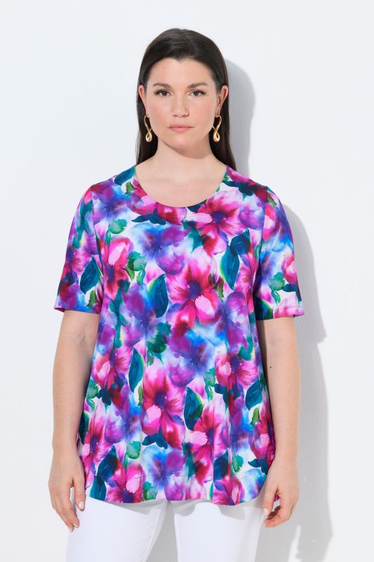 Watercolor Floral Slinky Blouse