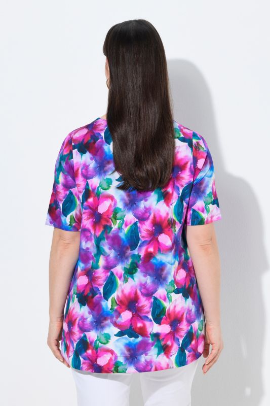 Watercolor Floral Slinky Blouse