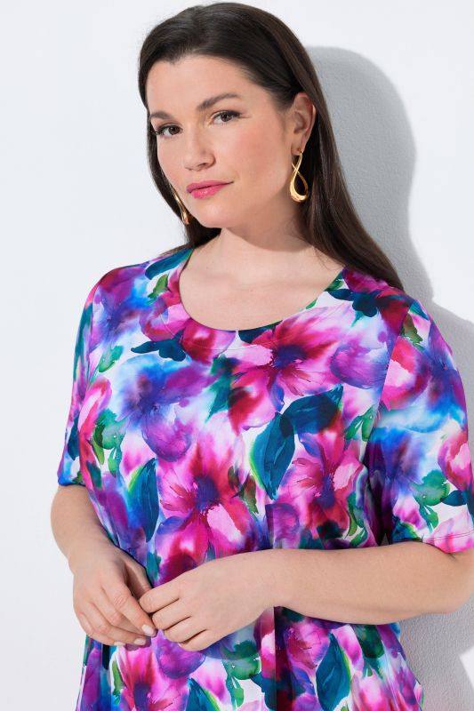 Watercolor Floral Slinky Blouse
