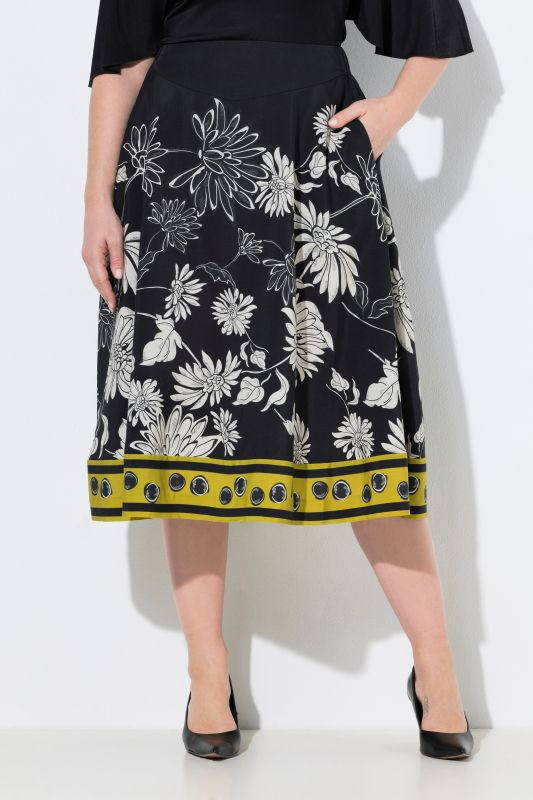 Monochromatic Flower Print Skirt