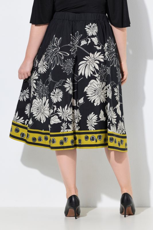 Monochromatic Flower Print Skirt