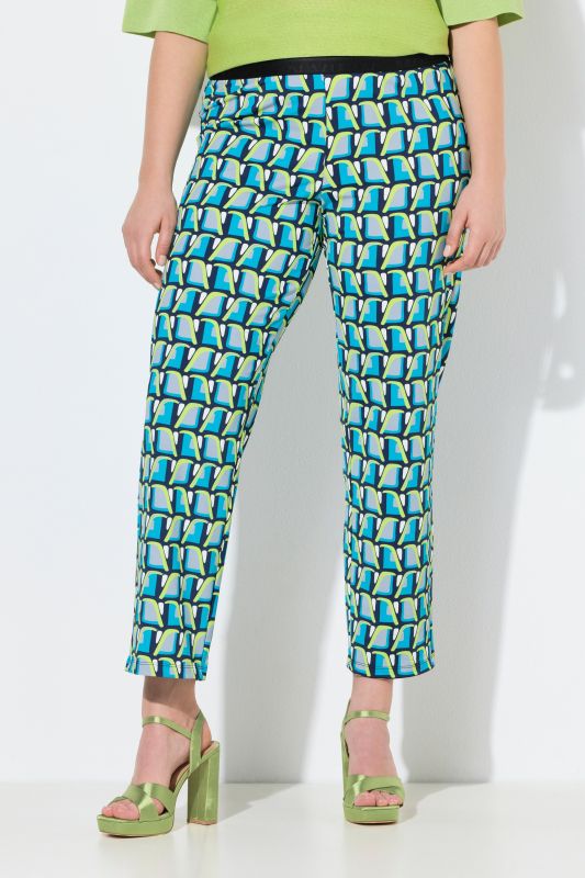 Geometric Print Elastic Waist Jersey Pants