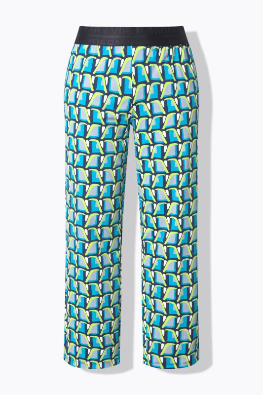 Geometric Print Elastic Waist Jersey Pants