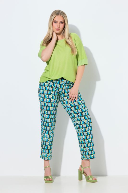 Geometric Print Elastic Waist Jersey Pants