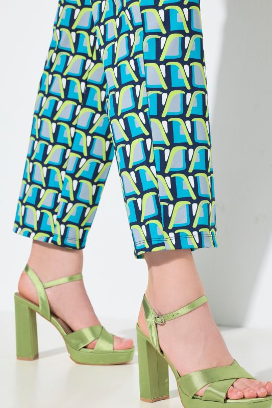 Geometric Print Elastic Waist Jersey Pants