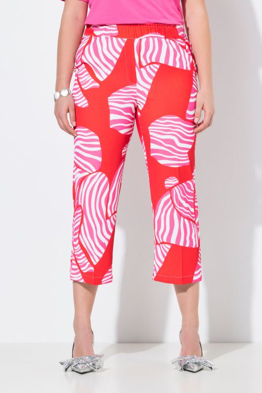 Cropped Striped Geometric Print Pants