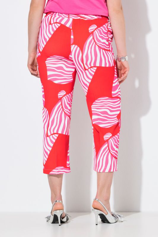 Cropped Striped Geometric Print Pants