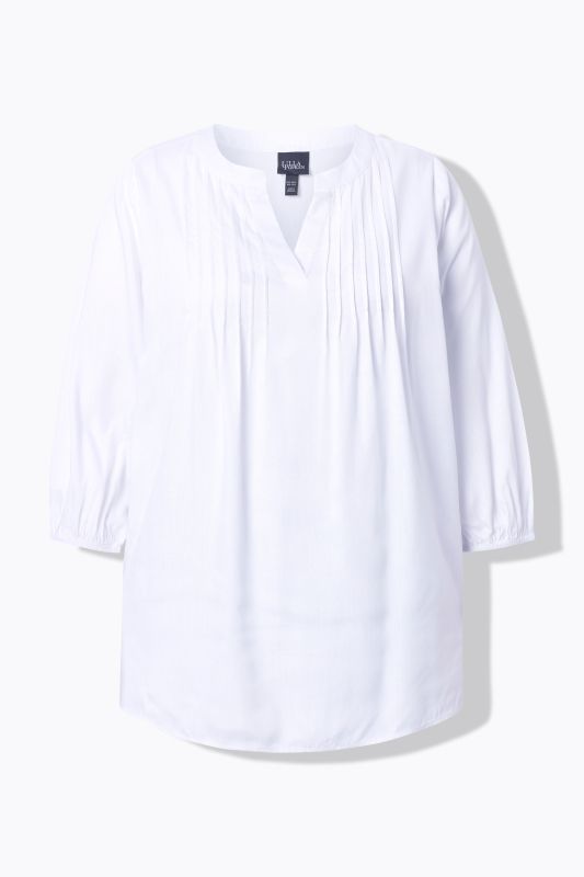 Блуза с плисиран акцент