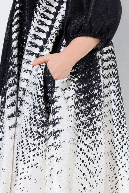 Abstract Print Ribbon Tie Dress