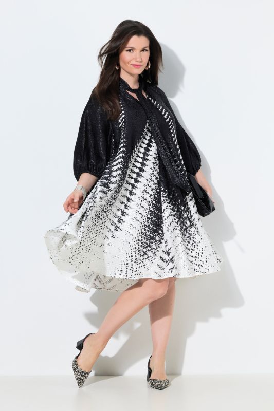 Abstract Print Ribbon Tie Dress