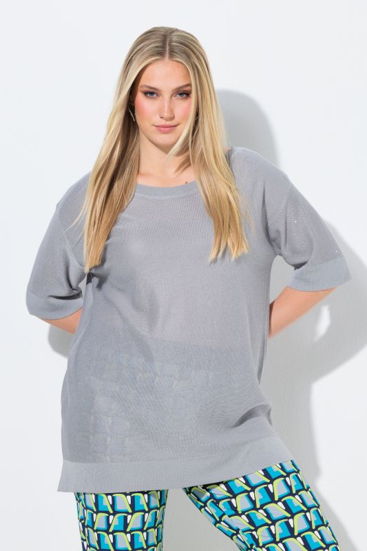 Пуловер с пайети и къси ръкави