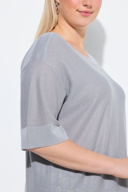 Пуловер с пайети и къси ръкави