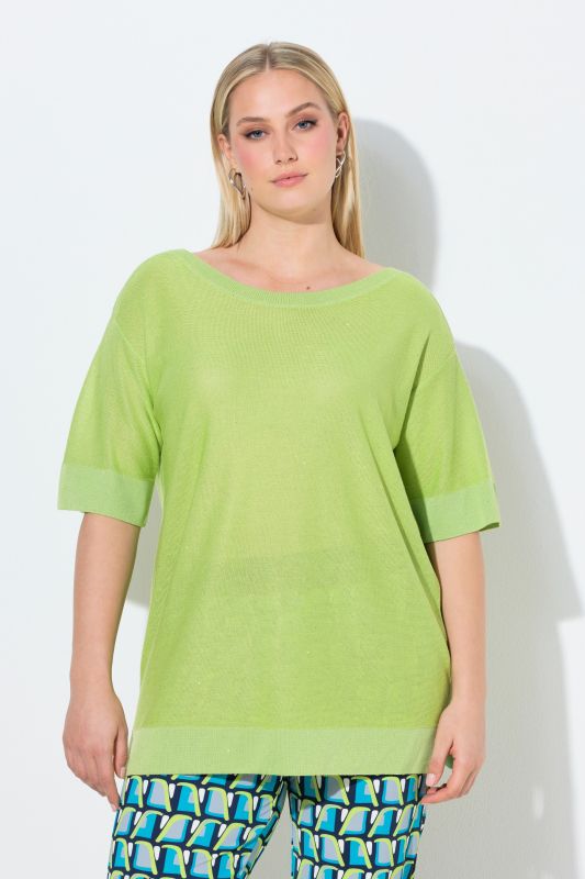 Пуловер с пайети и къси ръкави