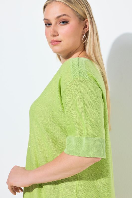 Пуловер с пайети и къси ръкави