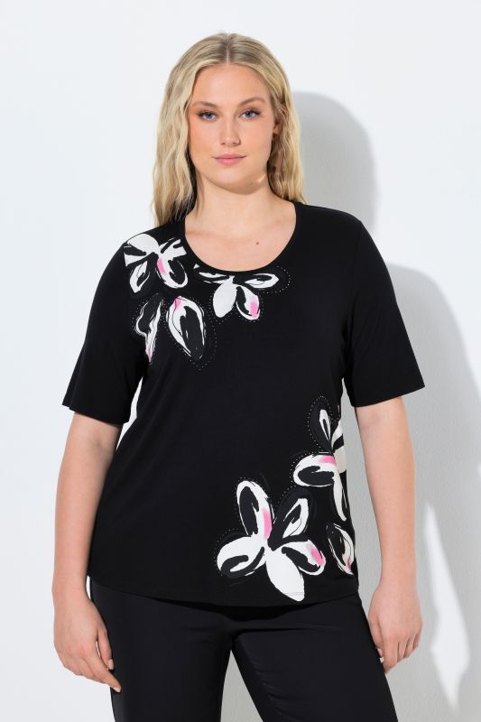 Тениска с принт на цвете