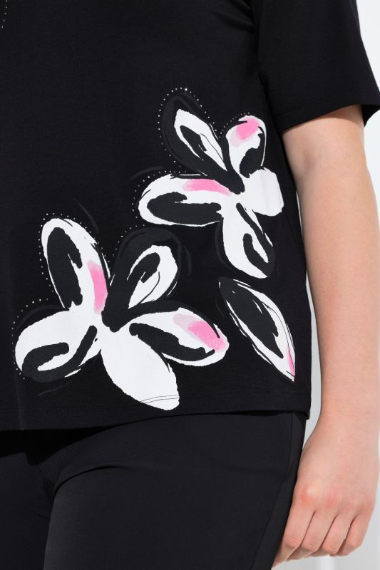 Тениска с принт на цвете