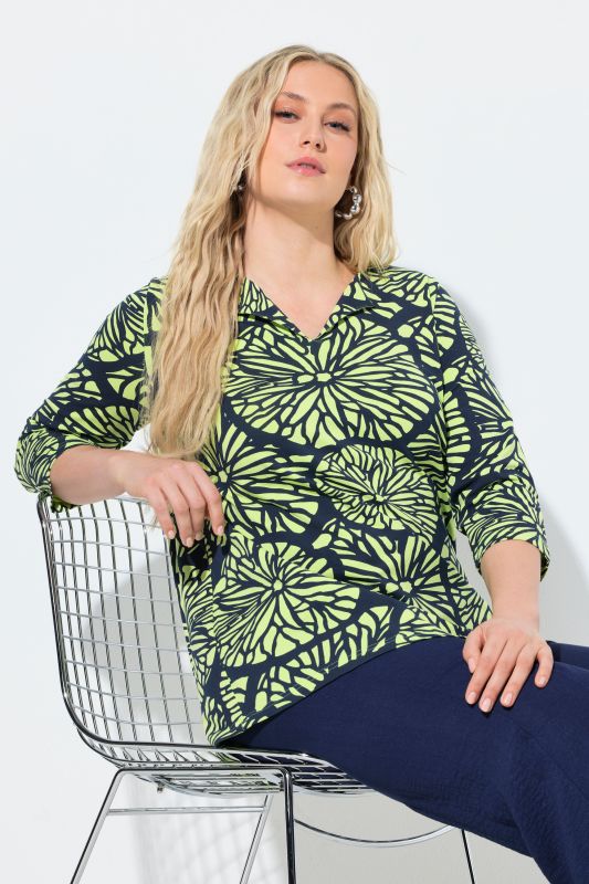 Тениска с принт на лайм