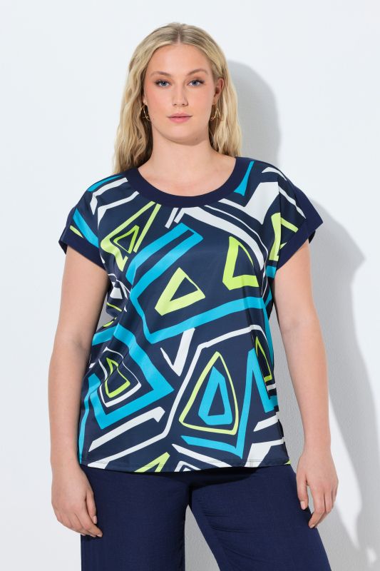 Тениска с неонов геометричен принт