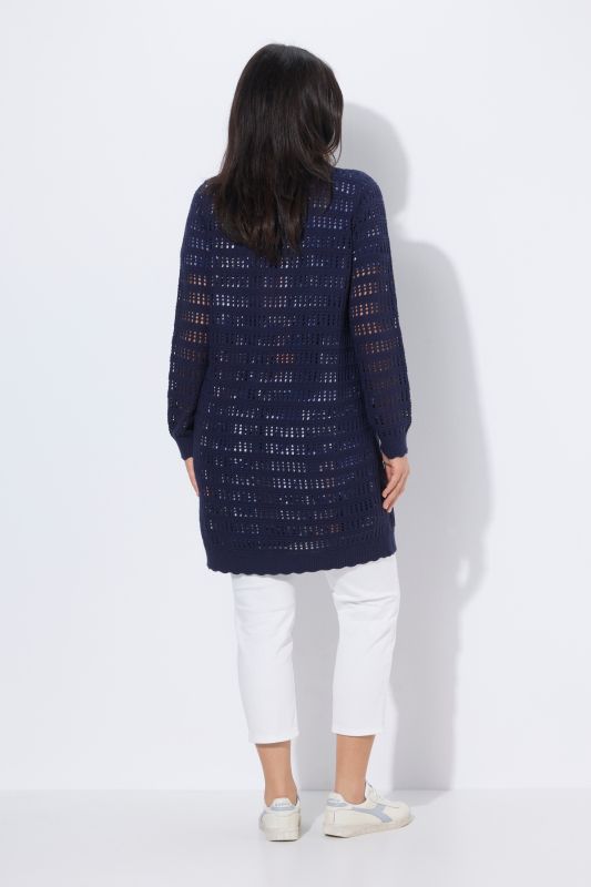 Long Openwork Knit Cardigan