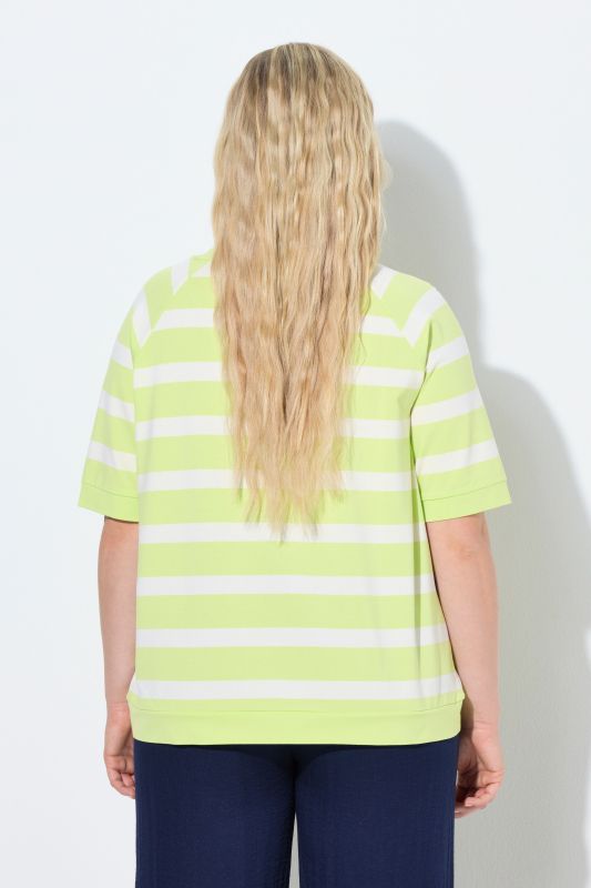 Тениска с графичен принт на лайм и райета