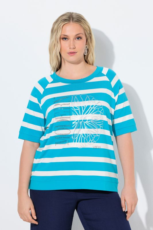 Тениска с графичен принт на лайм и райета