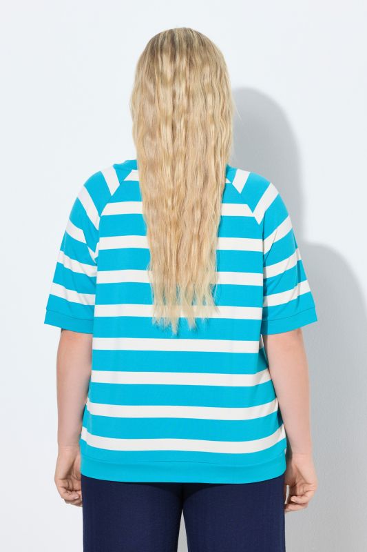 Тениска с графичен принт на лайм и райета