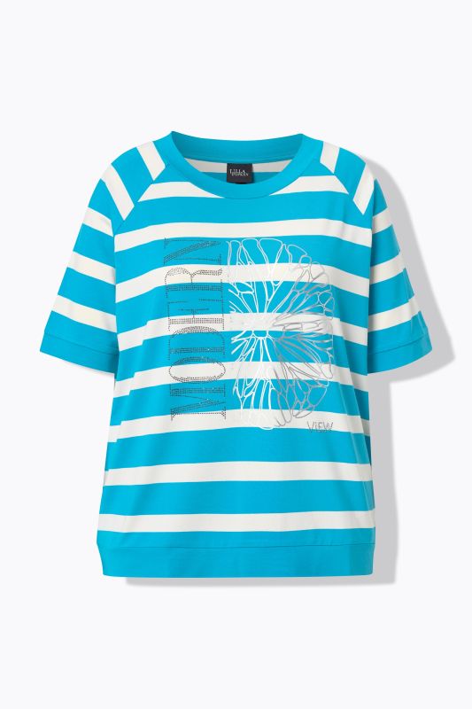 Тениска с графичен принт на лайм и райета