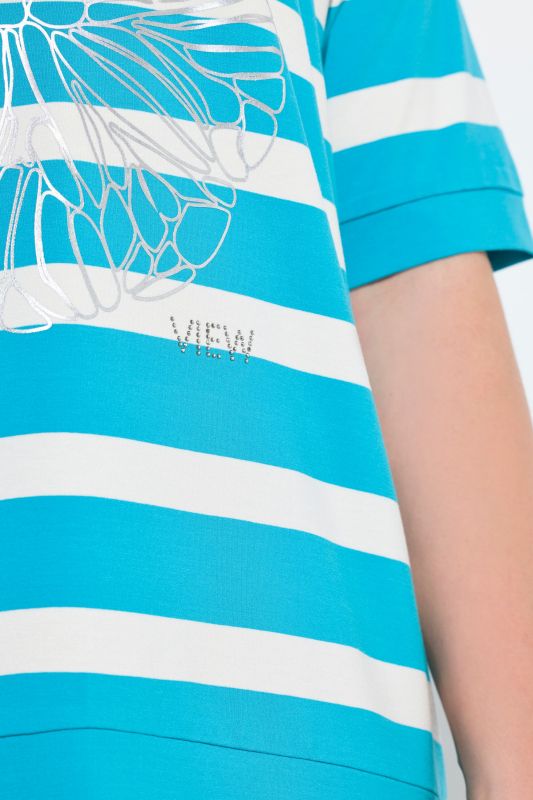 Тениска с графичен принт на лайм и райета