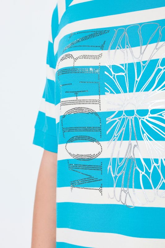 Тениска с графичен принт на лайм и райета