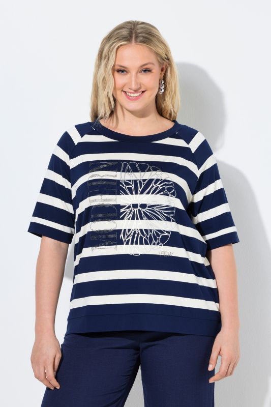 Тениска с графичен принт на лайм и райета