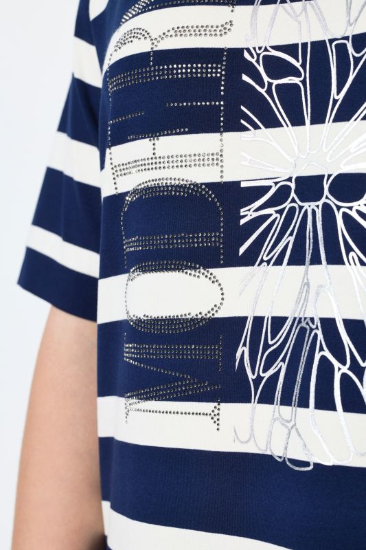 Тениска с графичен принт на лайм и райета