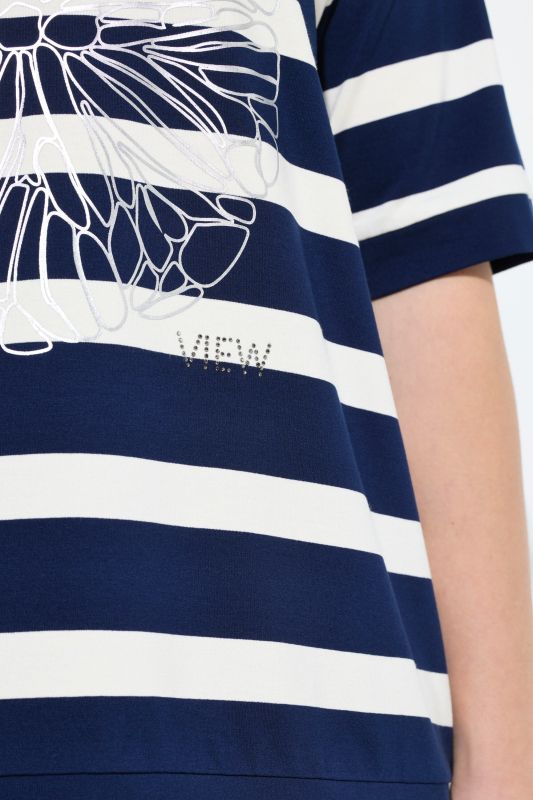 Тениска с графичен принт на лайм и райета