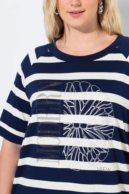 Тениска с графичен принт на лайм и райета