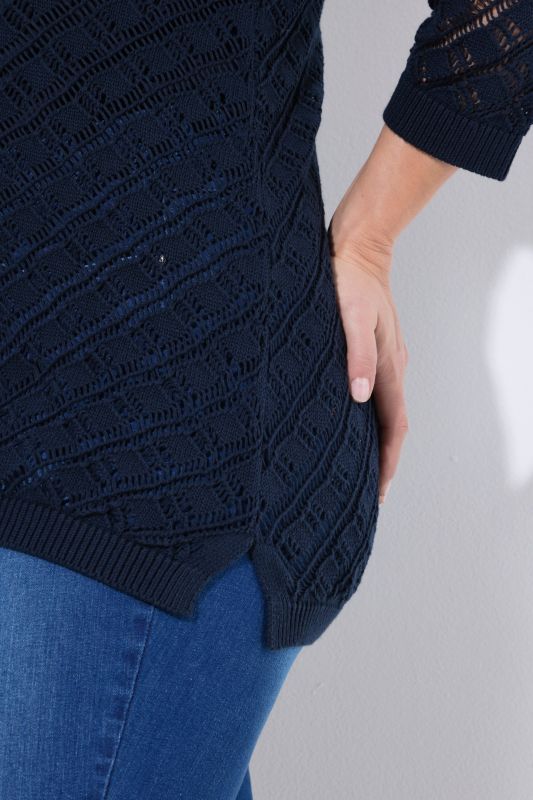 Eco Cotton Openwork Lattice Knit Sweater