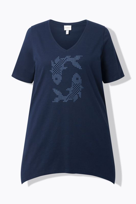 Eco Cotton Fish Cross Stitch Knit Tunic