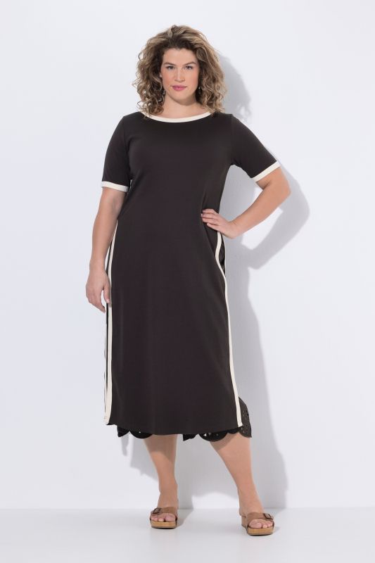 Тениска дълга с раиран акцент