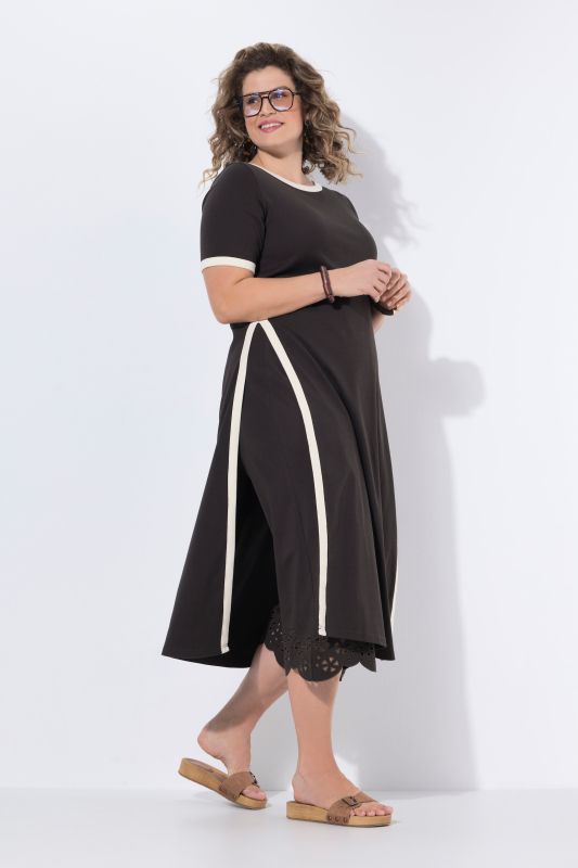 Тениска дълга с раиран акцент