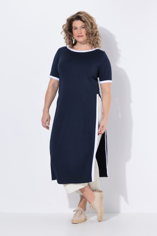 Тениска дълга с раиран акцент