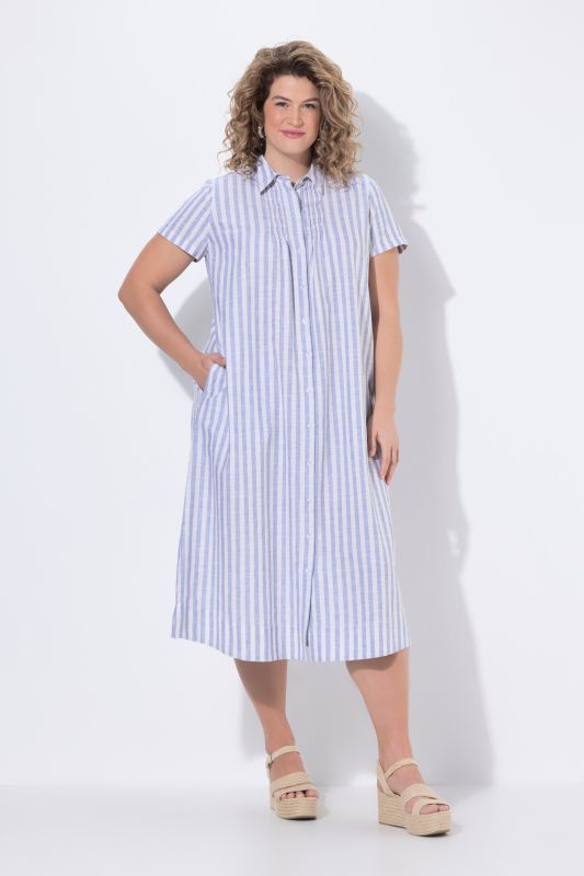 Eco Cotton Striped Pintuck Dress