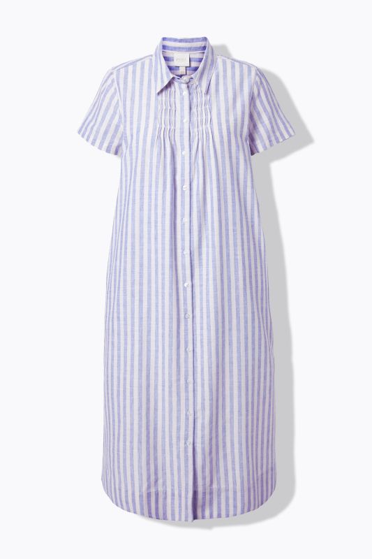 Eco Cotton Striped Pintuck Dress