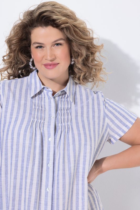 Eco Cotton Striped Pintuck Dress