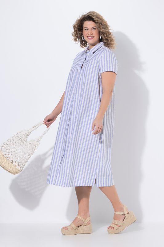 Eco Cotton Striped Pintuck Dress