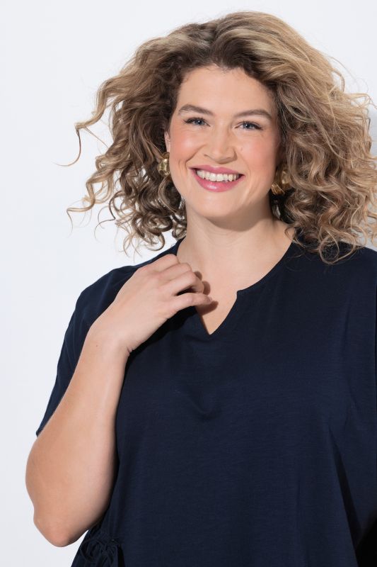 Рокля памучна с асиметрична драперия