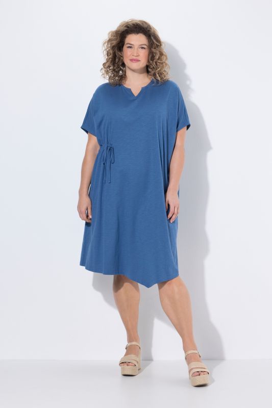 Рокля памучна с асиметрична драперия