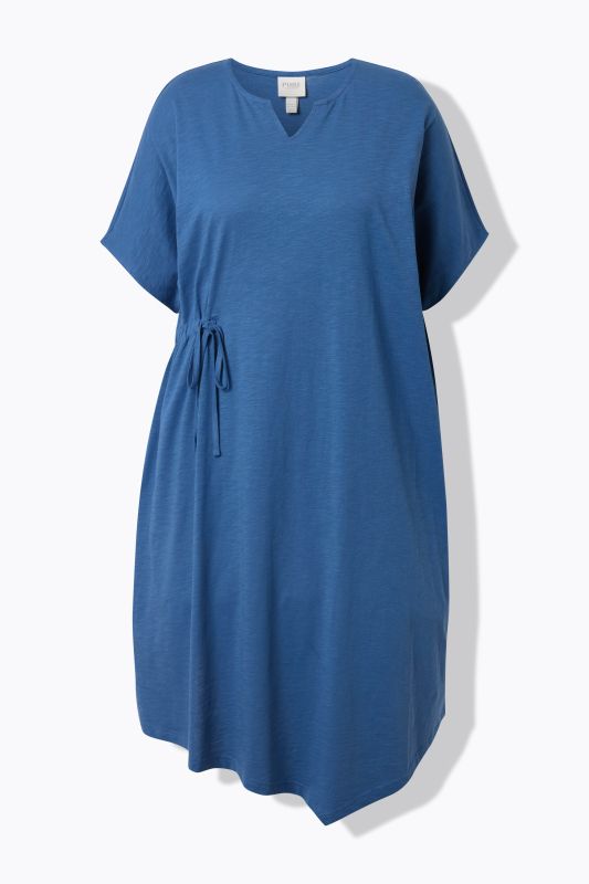 Рокля памучна с асиметрична драперия