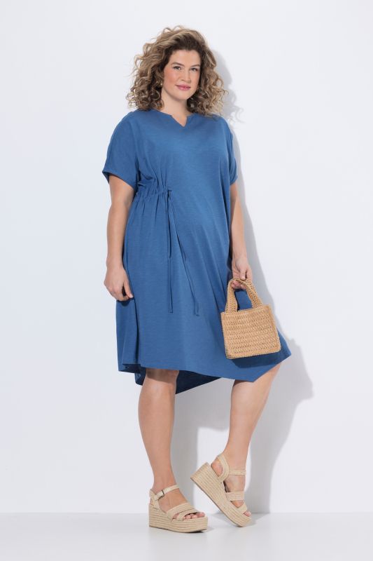 Рокля памучна с асиметрична драперия